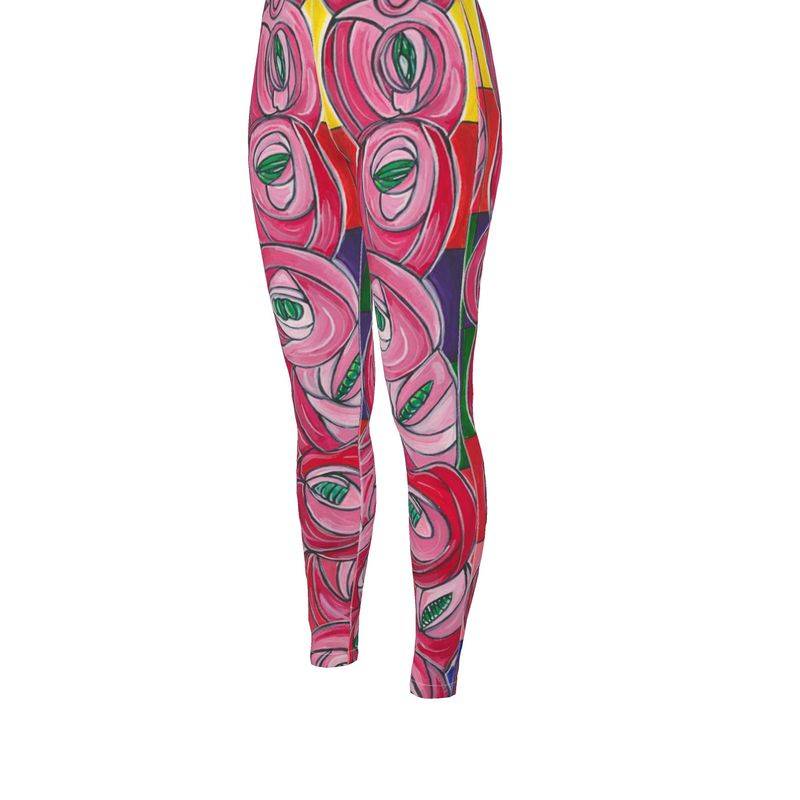 Pink rose leggings online